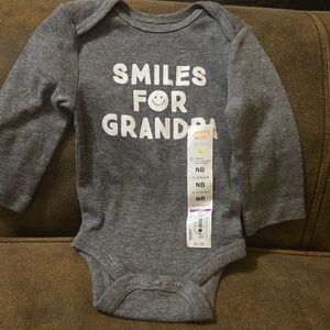 Jumping Beans Gray & White 'Smiles F🙂r Grandpa' Bodysuit